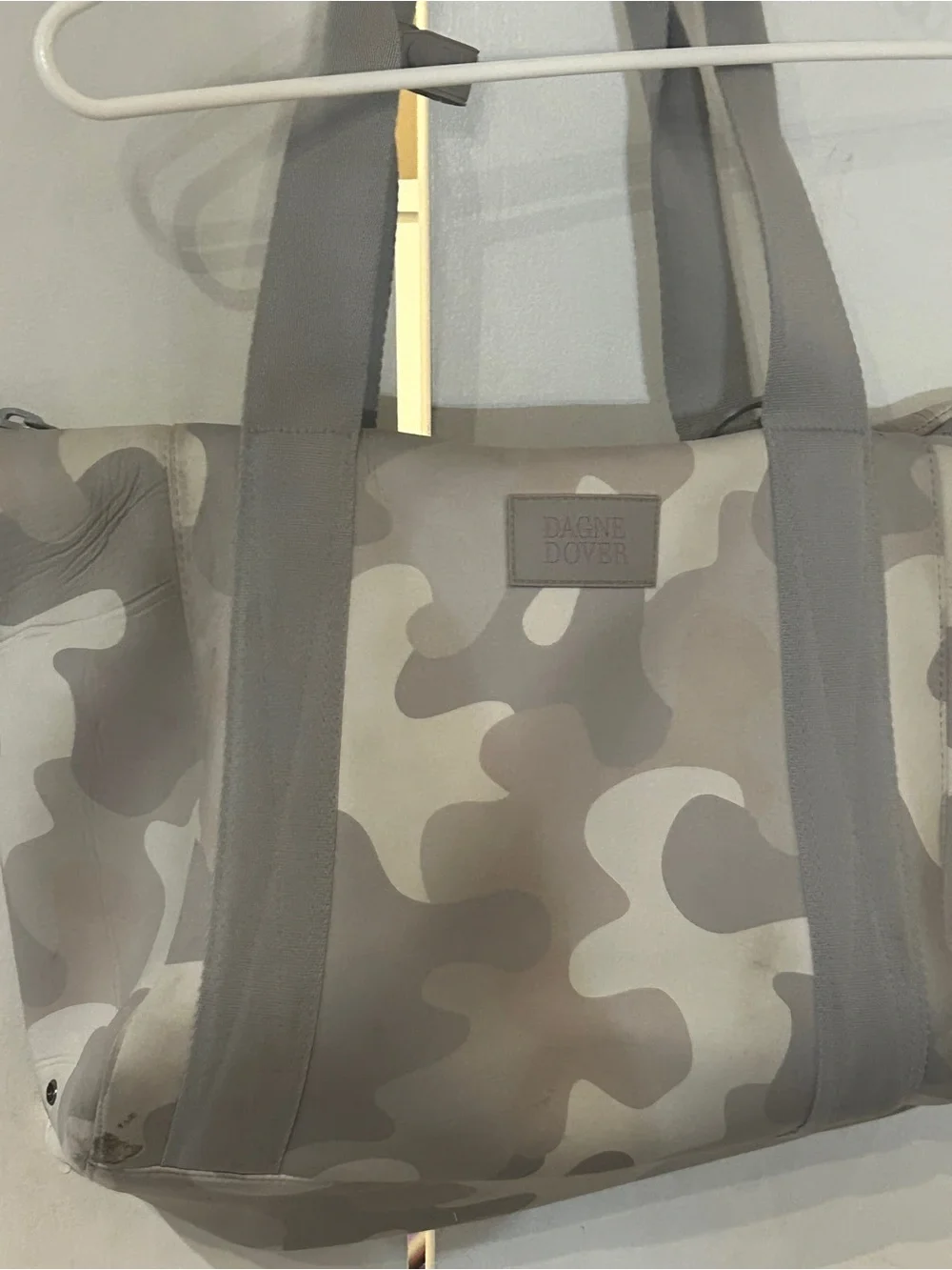 Dagne Dover Camouflage Neoprene Tote in Taupe & Gray